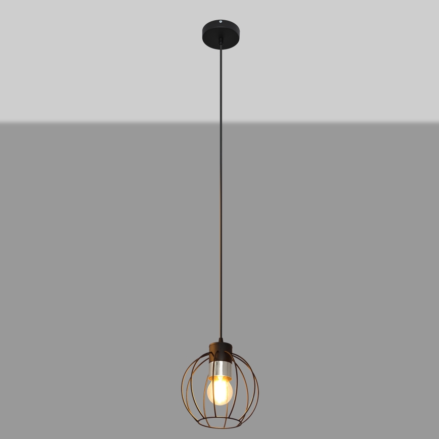 Ljuskrona med upphängningsrem STARLIGHT 1xE27/15W/230V svart/silver