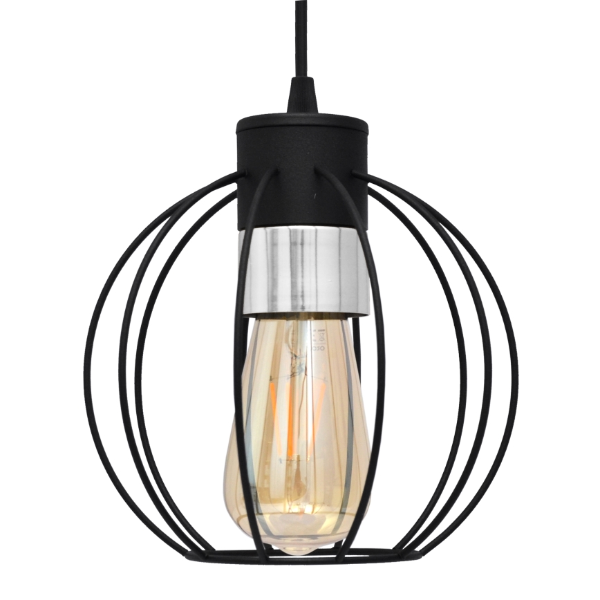 Ljuskrona med upphängningsrem STARLIGHT 1xE27/15W/230V svart/silver