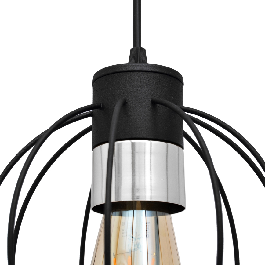 Ljuskrona med upphängningsrem STARLIGHT 1xE27/15W/230V svart/silver