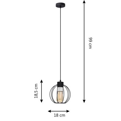 Ljuskrona med upphängningsrem STARLIGHT 1xE27/15W/230V svart/silver