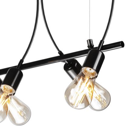 Ljuskrona med upphängningsrem  TARO 5xE27/60W/230V svart