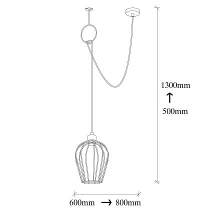 Ljusskrona med upphängningsrem  TEL 1xE27/40W/230V