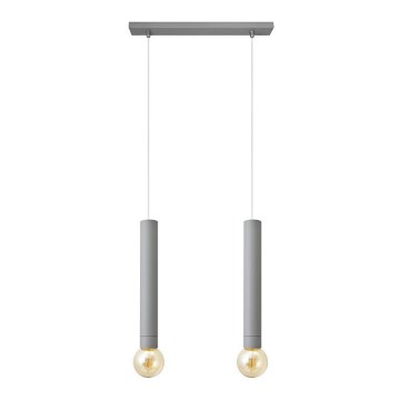 Ljuskrona med upphängningsrem TUBA 2xE27/15W/230V grå
