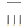 Ljuskrona med upphängningsrem TUBA 3xE27/15W/230V grå