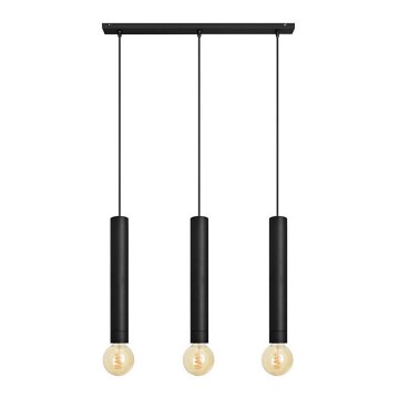 Ljuskrona med upphängningsrem TUBA 3xE27/15W/230V svart