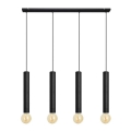 Ljuskrona med upphängningsrem TUBA 4xE27/15W/230V svart