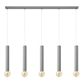 Ljuskrona med upphängningsrem TUBA 5xE27/15W/230V grå