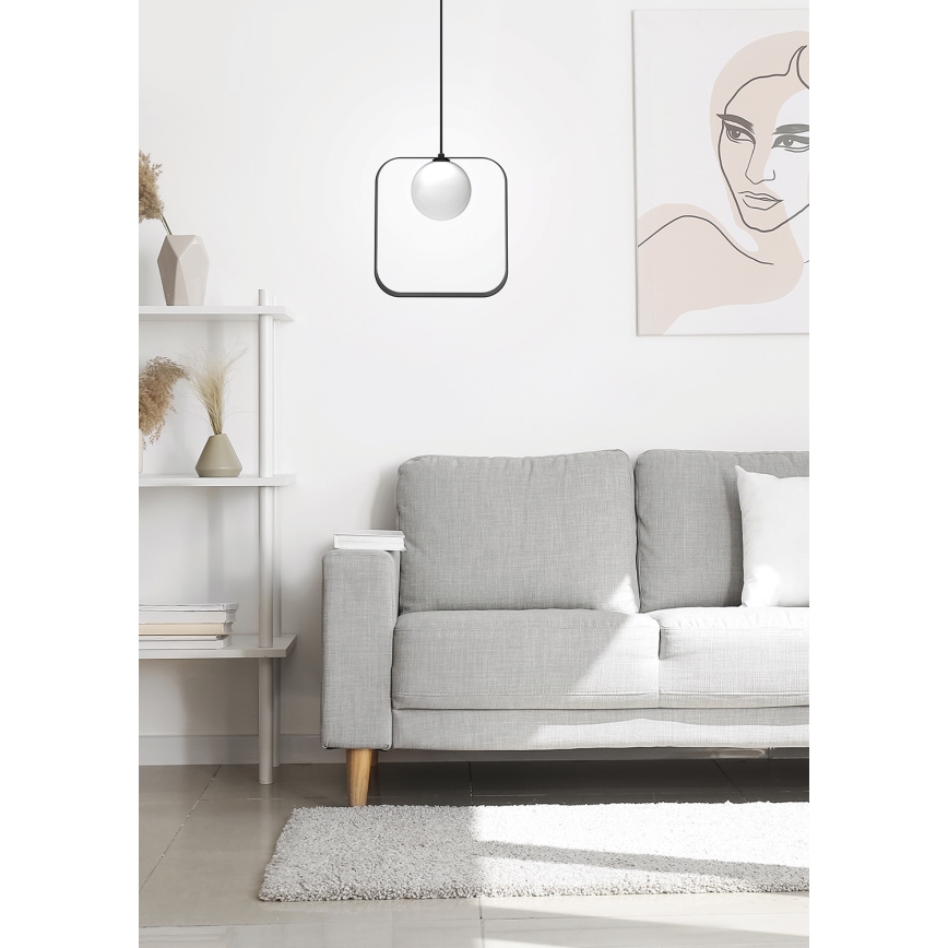 Ljuskrona med upphängningsrem TULA 1xG9/28W/230V vinklat svart