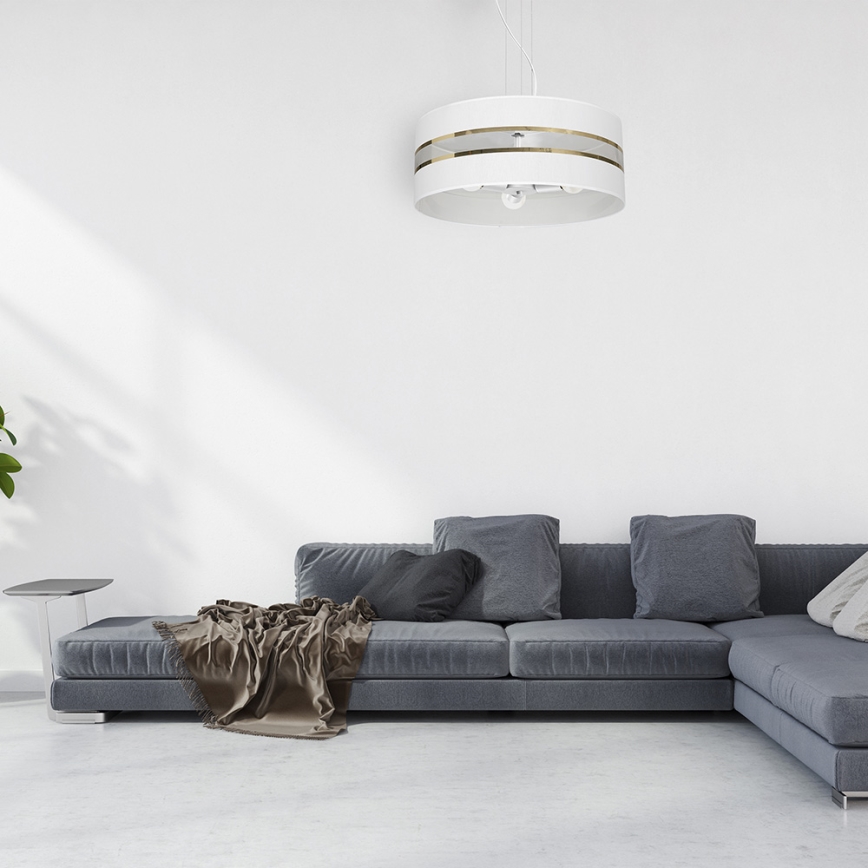 Ljusskrona med upphängningsrem  ULTIMO 3xE27/60W/230V vit 