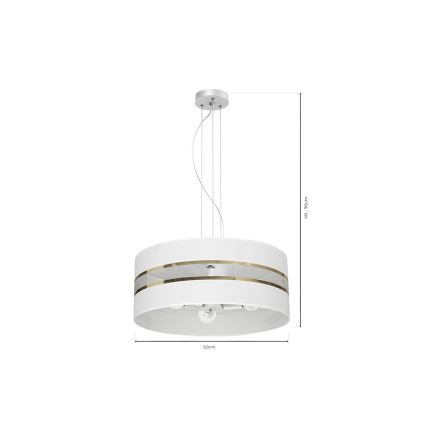 Ljusskrona med upphängningsrem  ULTIMO 3xE27/60W/230V vit 