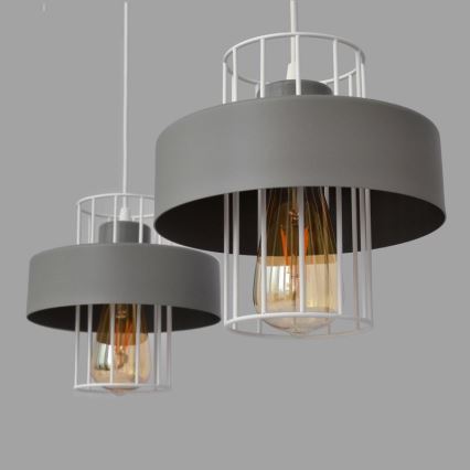 Ljuskrona med upphängningsrem VOLTA 2xE27/15W/230V grå