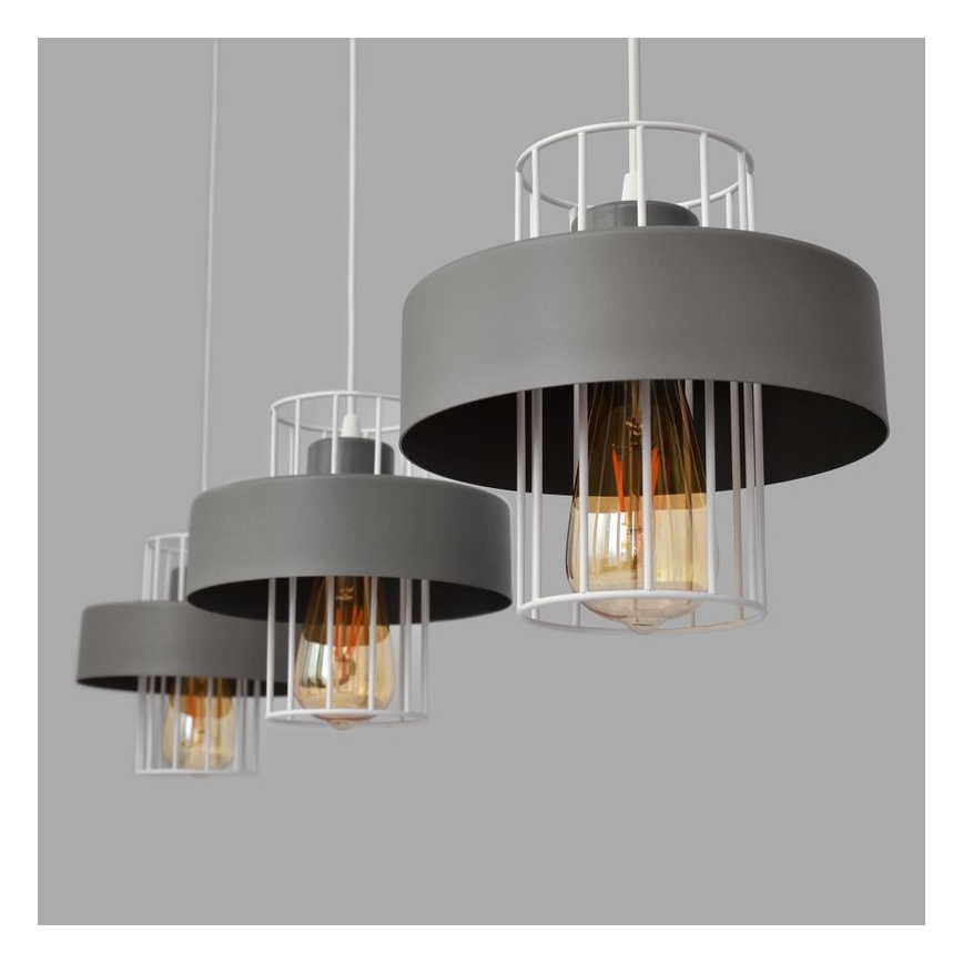 Ljuskrona med upphängningsrem VOLTA 3xE27/15W/230V grå