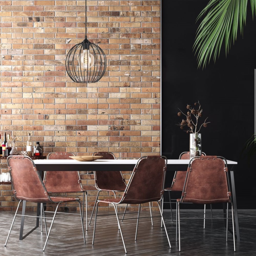 Ljuskrona med upphängningsrem ZOYA 1xE27/60W/230V svart