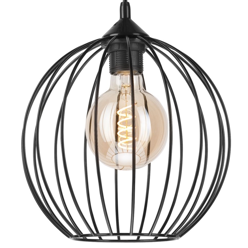 Ljuskrona med upphängningsrem ZOYA 1xE27/60W/230V svart