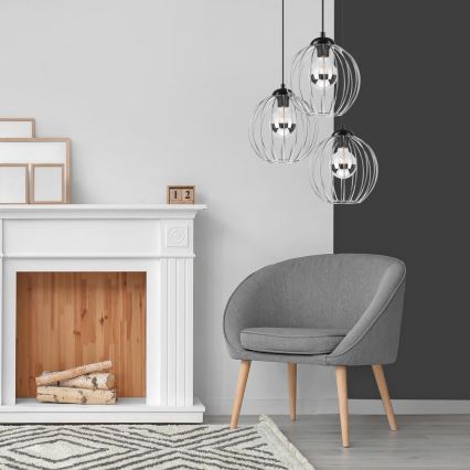 Ljuskrona med upphängningsrem ZOYA 3xE27/60W/230V skinande krom