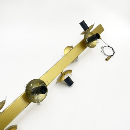 Ljuskrona med vajer SOLARI 10xE14/15W/230V guld/rökigt svart