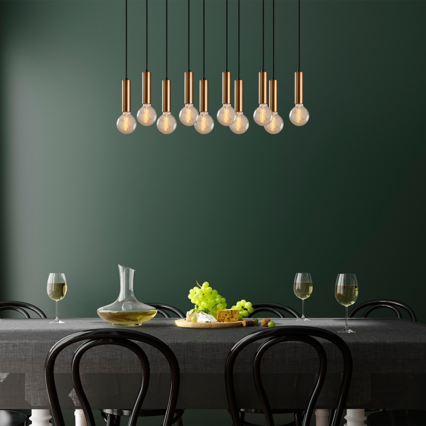 Ljuskrona med vajer TEMPO 10xE27/40W/230V guld