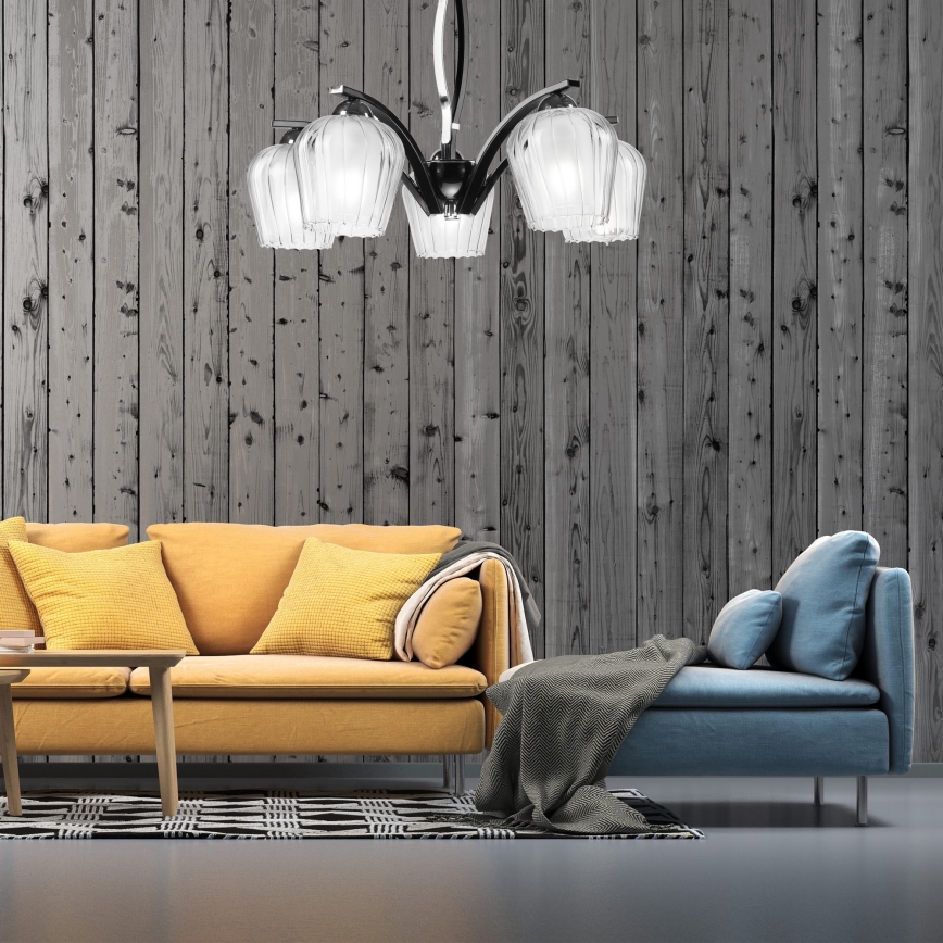 Ljuskrona on a pole PAULA 5xE27/60W/230V svart