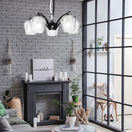 Ljuskrona on a pole PAULA 5xE27/60W/230V svart