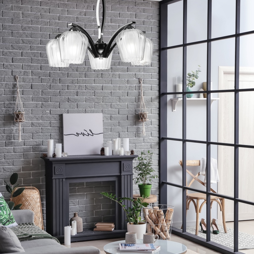 Ljuskrona on a pole PAULA 5xE27/60W/230V svart