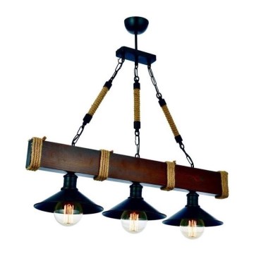 Ljuskrona på en kedja  KUTUK 3xE27/60W/230V brun 