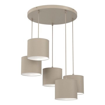 Ljuskrona på kabel ARDEN 5xE27/15W/230V Ø 44 cm beige