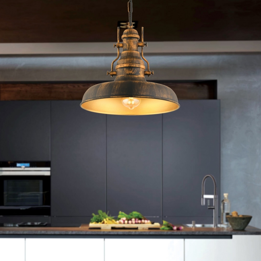 Ljuskrona på kedja 1xE27/40W/230V brons