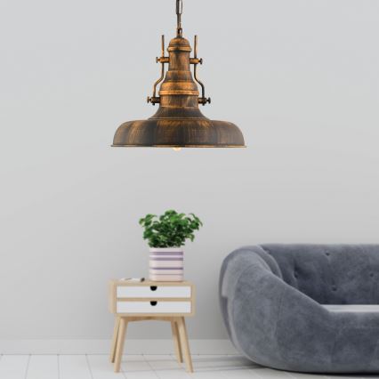 Ljuskrona på kedja 1xE27/40W/230V brons