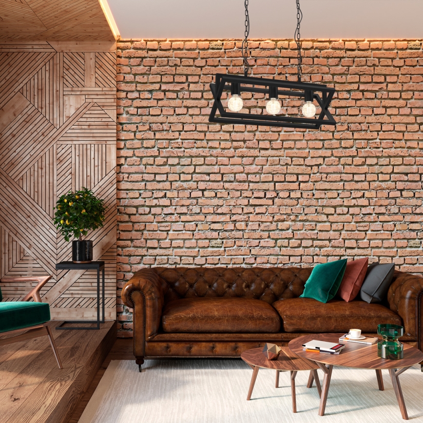 Ljuskrona på kedja ARNOLD 3xE27/60W/230V svart