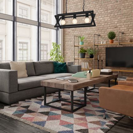 Ljuskrona på kedja ARNOLD 3xE27/60W/230V svart