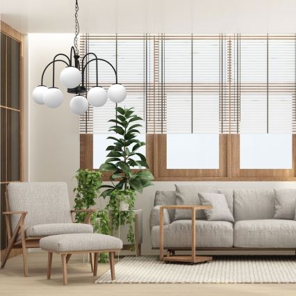 Ljuskrona på kedja CAMBRIDGE 6xE14/60W/230V svart