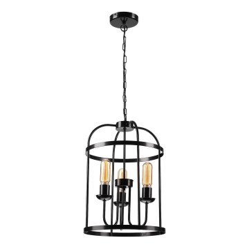 Ljuskrona på kedja CONSTANTINE 3xE27/60W/230V svart