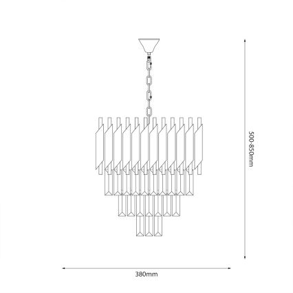 Ljuskrona på kedja CRISTAL 5xE14/10W/230V Ø 38 cm svart/mattkrom