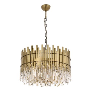 Ljuskrona på kedja CRYSTALLINE 8xE27/40W/230V, Ø 60 cm, i mässing