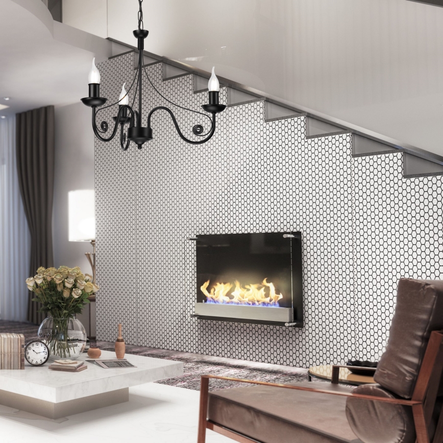 Ljuskrona på kedja DONATO 3xE14/40W/230V svart