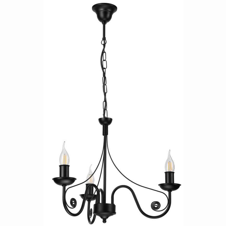 Ljuskrona på kedja DONATO 3xE14/40W/230V svart