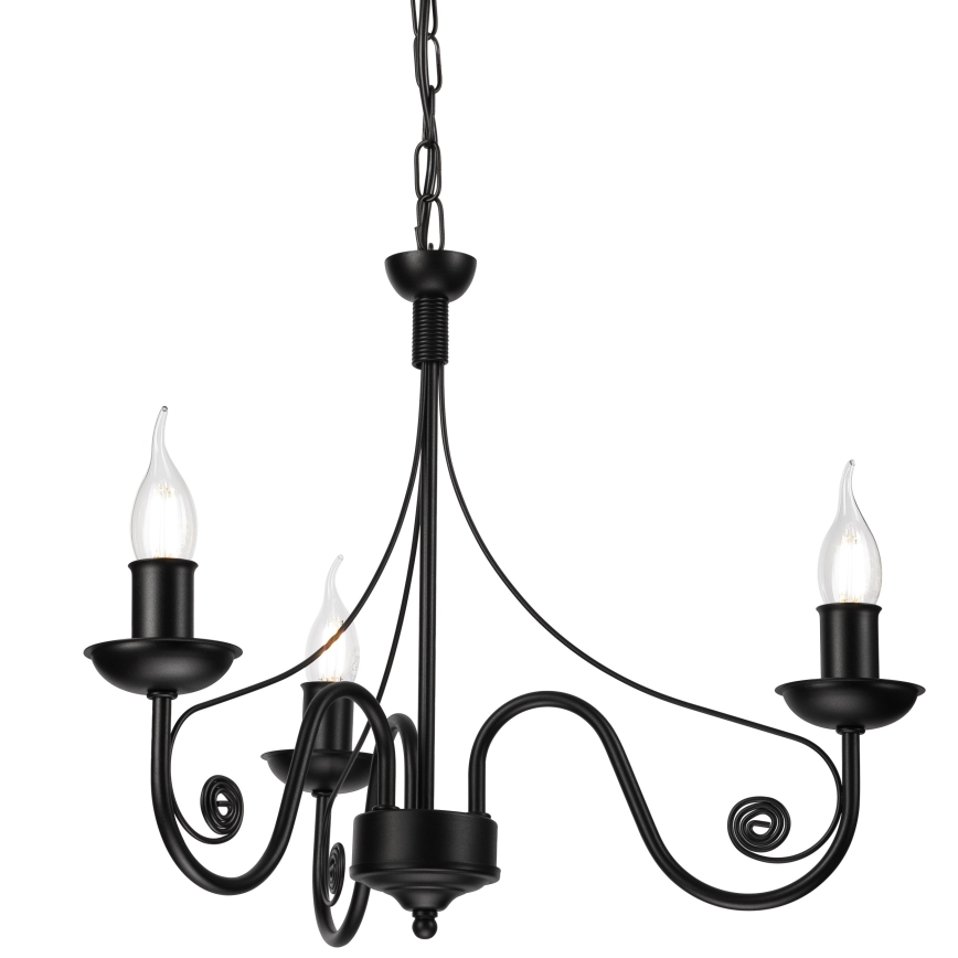 Ljuskrona på kedja DONATO 3xE14/40W/230V svart