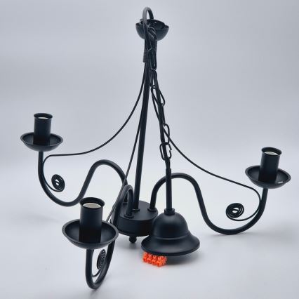 Ljuskrona på kedja DONATO 3xE14/40W/230V svart