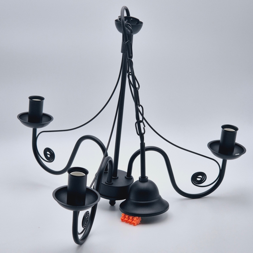 Ljuskrona på kedja DONATO 3xE14/40W/230V svart