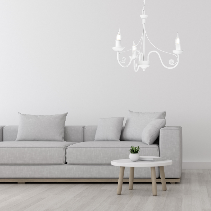 Ljuskrona på kedja DONATO 3xE14/40W/230V vit