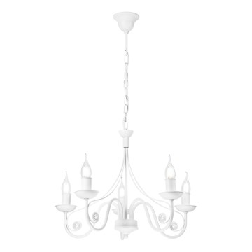Ljuskrona på kedja DONATO 5xE14/40W/230V vit