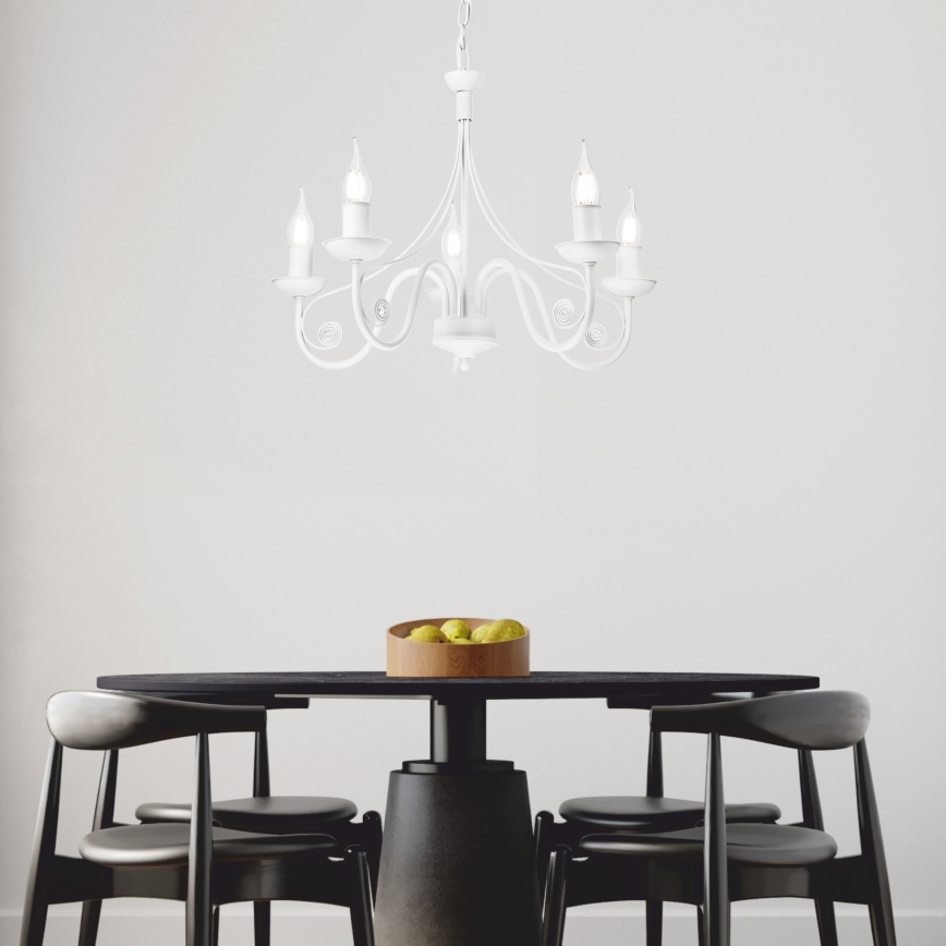 Ljuskrona på kedja DONATO 5xE14/40W/230V vit