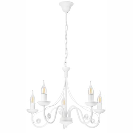 Ljuskrona på kedja DONATO 5xE14/40W/230V vit