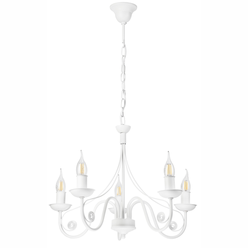 Ljuskrona på kedja DONATO 5xE14/40W/230V vit