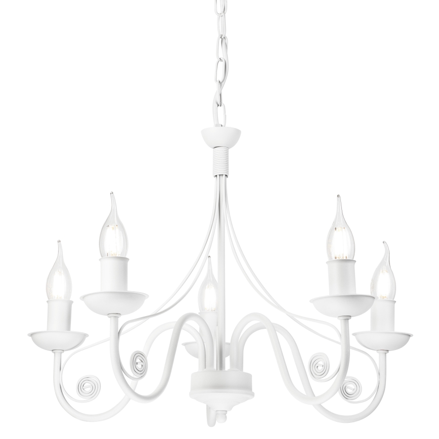 Ljuskrona på kedja DONATO 5xE14/40W/230V vit