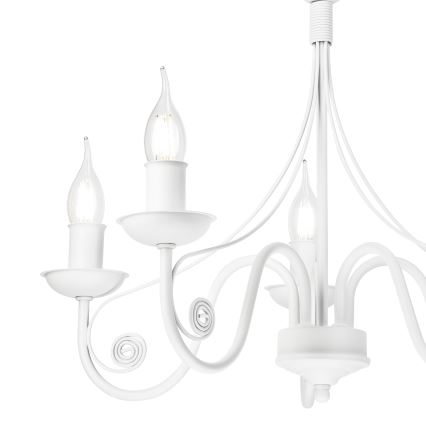 Ljuskrona på kedja DONATO 5xE14/40W/230V vit