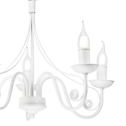 Ljuskrona på kedja DONATO 5xE14/40W/230V vit