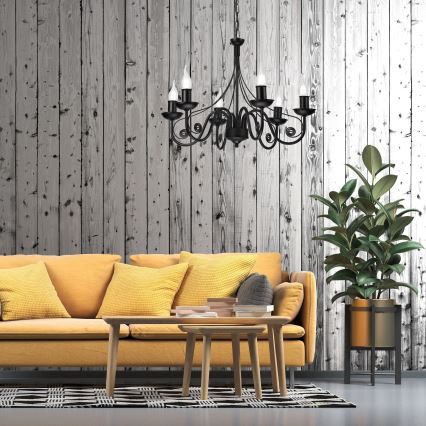 Ljuskrona på kedja DONATO 6xE14/40W/230V svart