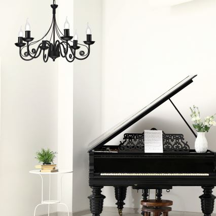 Ljuskrona på kedja DONATO 6xE14/40W/230V svart