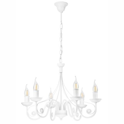 Ljuskrona på kedja DONATO 6xE14/40W/230V vit